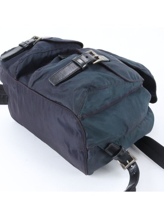 Prada Tessuto Nylon Leather Backpack Navy main image 9